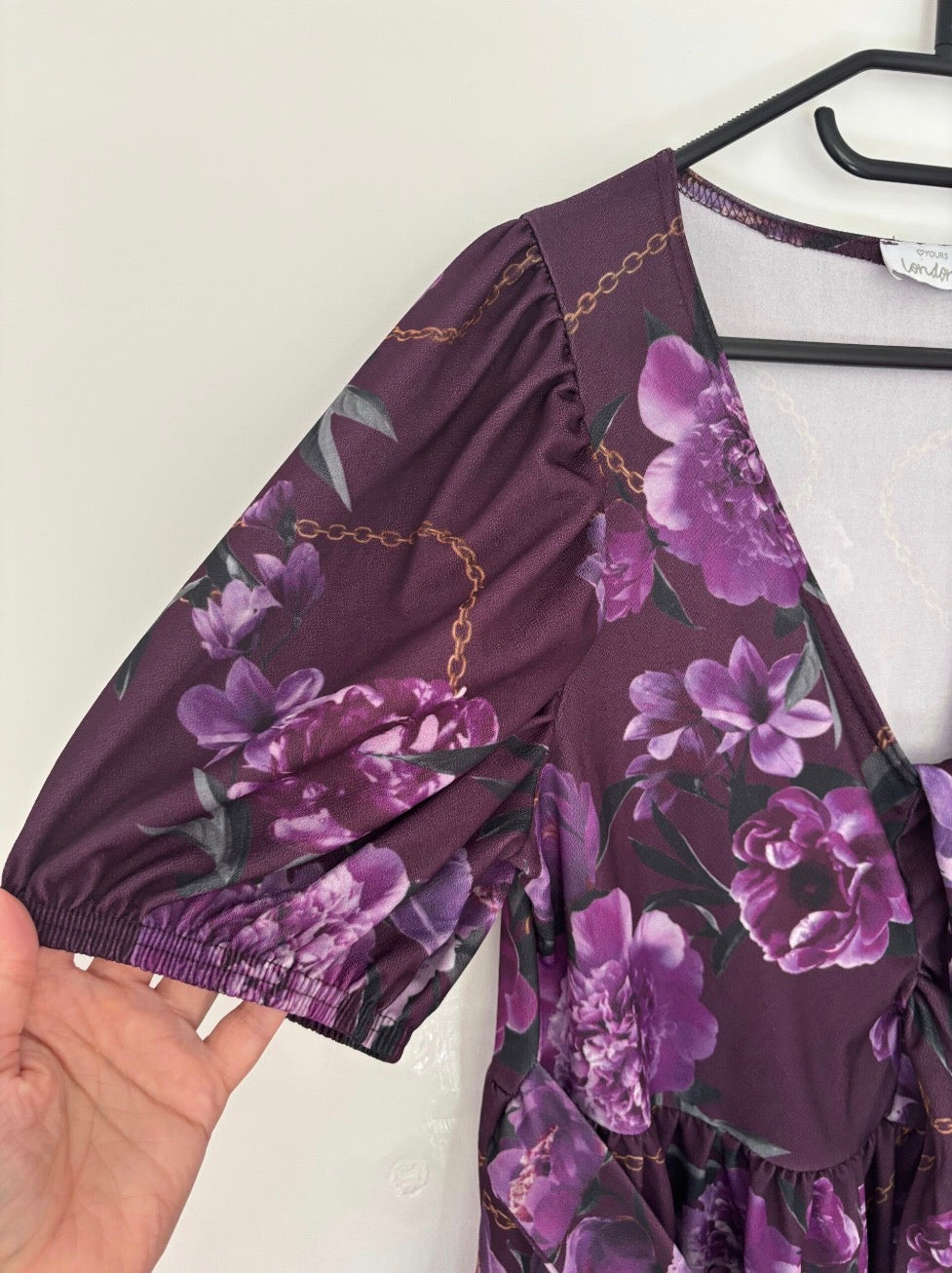 Yours London Short Sleeve V-Neck Belted Midi Dress Size 18 — 18