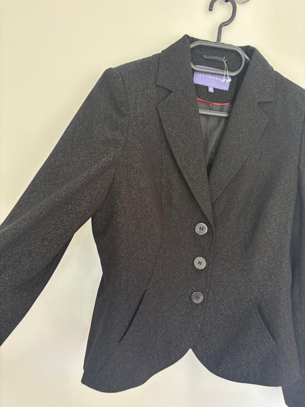Autonomy Black With Silver Threads Collared Blazer Jacket Size 10