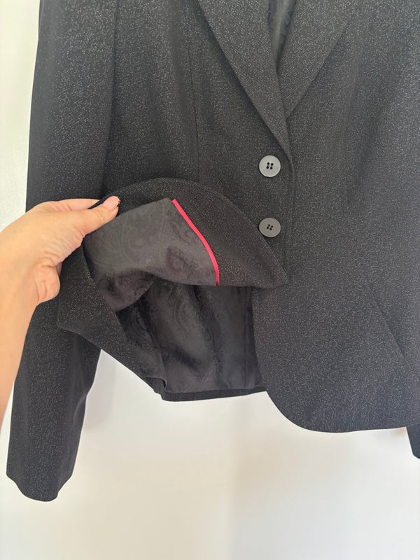 Autonomy Black With Silver Threads Collared Blazer Jacket Size 10