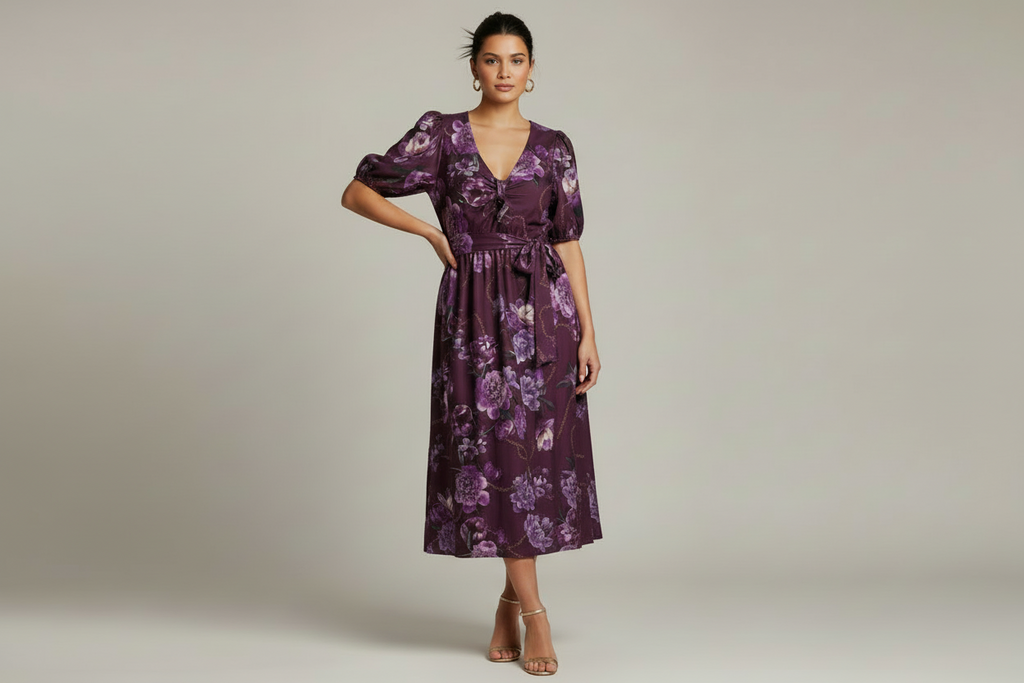 Yours London Short Sleeve V-Neck Belted Midi Dress Size 18 — 18