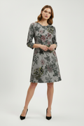 Tu 3/4 Sleeve Length Grey Floral Casual Swing Dress New Size 8