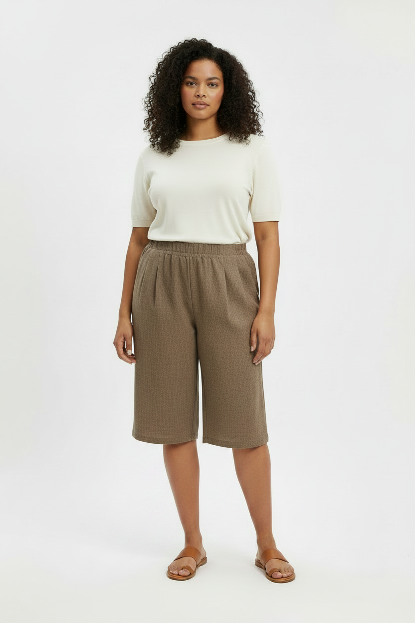 Shein Wide Short 7/8 Leg Elastic Waist Trousers New Size 3XL UK 20