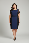 Matalan Papaya Guestlist Dark Blue Navy Lace Dress Lined Size 14