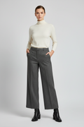 Women's M&S Per Una With Wool Grey Mix Wide Leg Trousers Size 12 Short