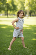 Girls Lilly & Sid Brand New Stripped Playsuit Summer Size 5-6 Years