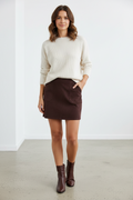 Dorothy Perkins Faux Suede Mini Skirt Front Pockets Skirt Size 14