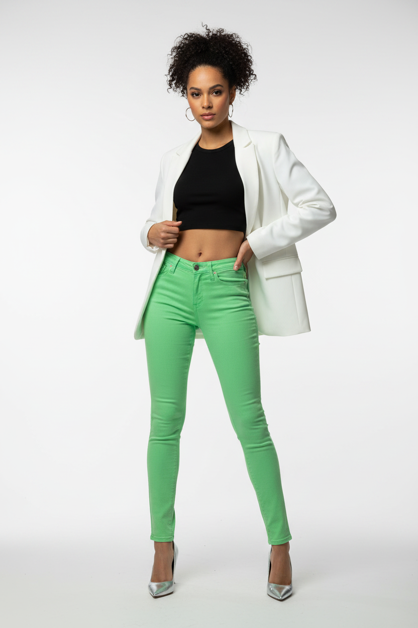 Women's Lee Scarlett Skinny Jeans Green Used Very Good Jeans Size W27 L31
