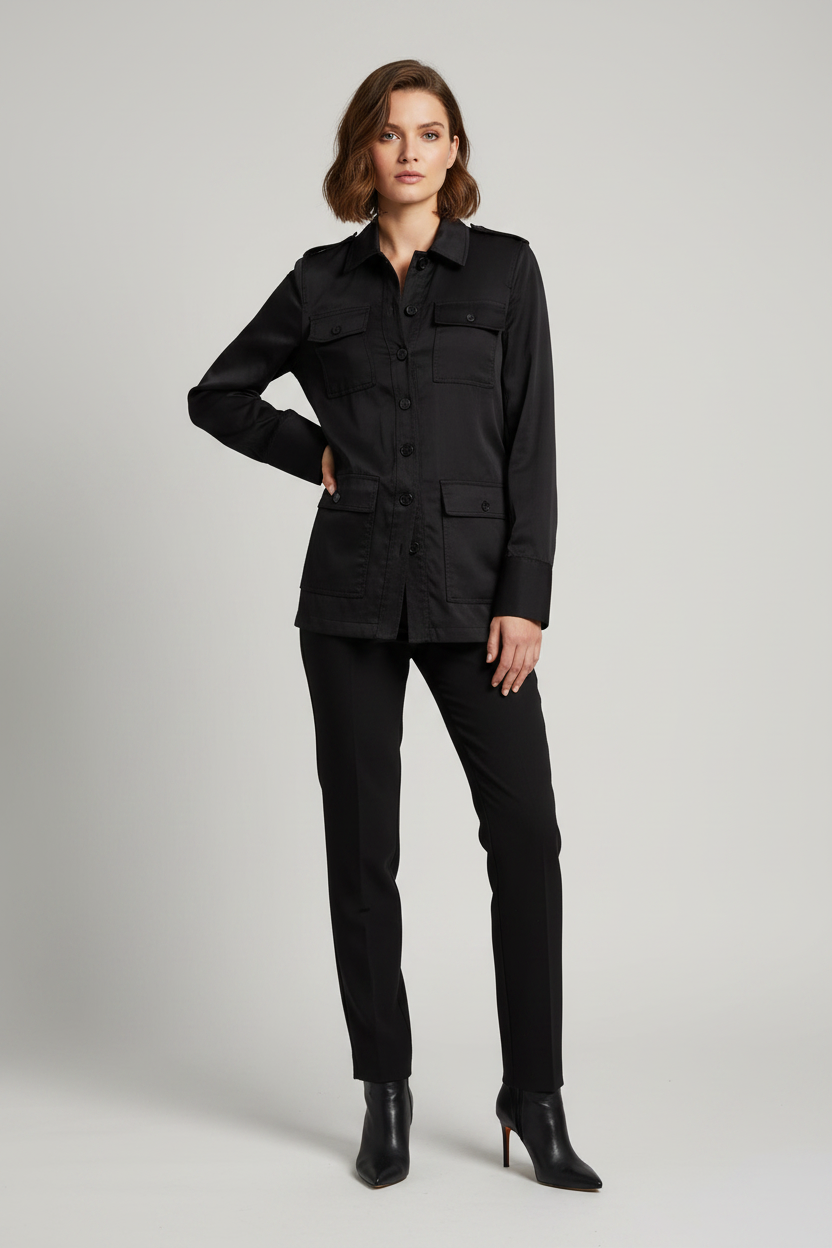 Udressy Long Sleeve Collared Blouse Button-Up Shirt New Size S