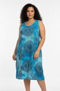 Fashion Sleeveless Blue Patterned Summer Beach Style Dress One Size16/18