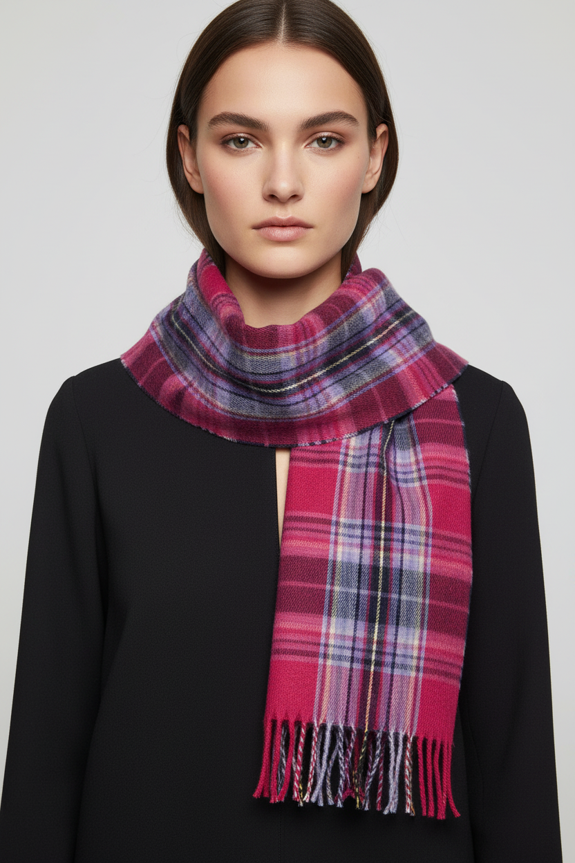 James Pringle Weavers Furlong Fushia Scarf 100% Acrylic One Size