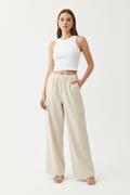 New Collection High Waisted Wide Leg Cargo Style Trousers One Size For 8