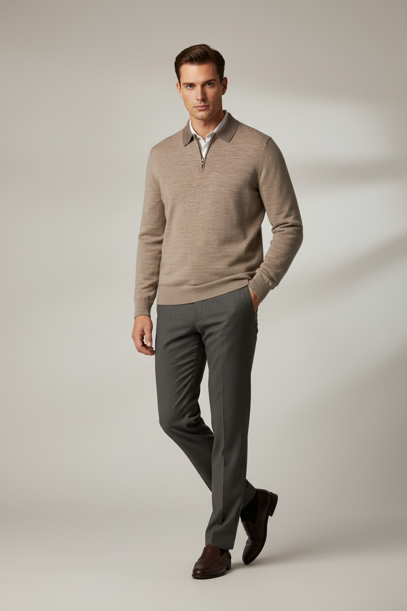 Paul Costelloe Long Sleeve Collared Polo Style Merino Wool Jumper Size L
