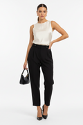 Women's F&F The Tapered Black Trousers High Rise Ankle Trousers Size 14