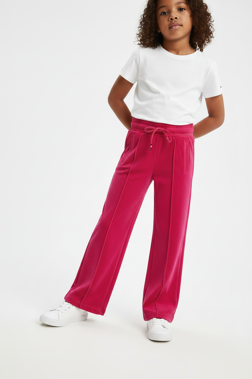 Girls Tommy Hilfiger Wide Leg Sweatpants Trousers Hot Magenta Size 5 Years