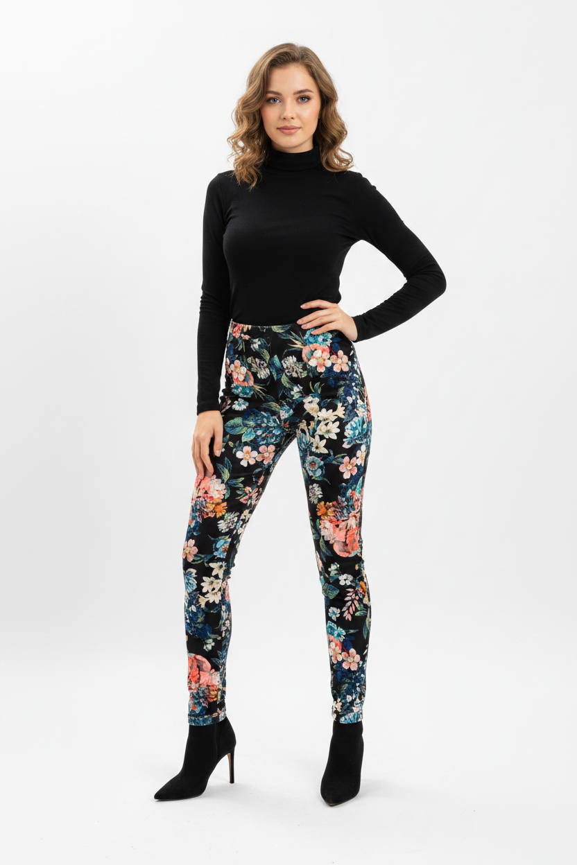 PrettyLittleThing Black Floral Trousers Front Pockets Brand New Size 10