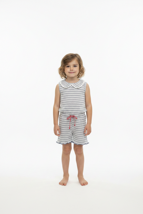 Girls Lilly & Sid Brand New Stripped Playsuit Summer Size 5-6 Years