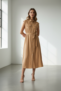 Shein Sleeveless Collared Full Front Buttons Dress With Belt Size XL