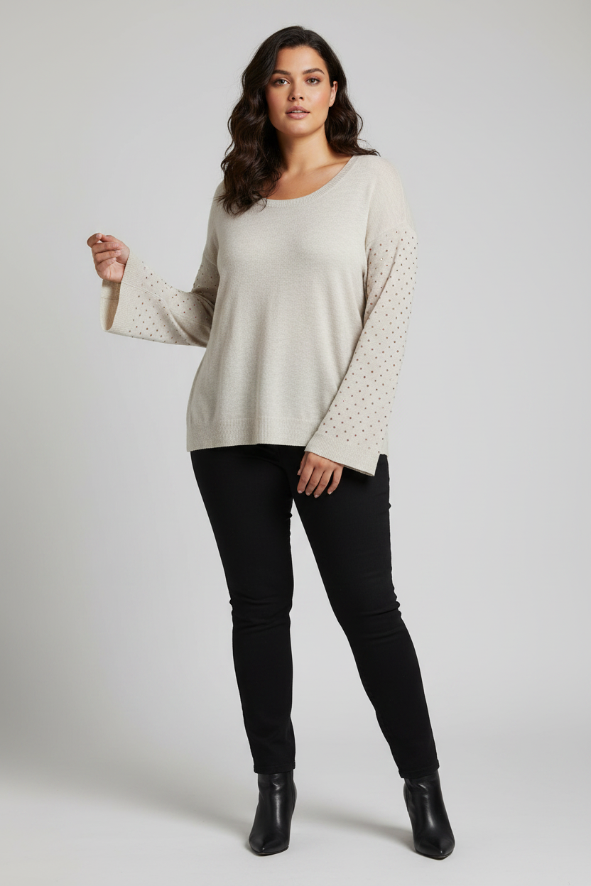 Tu Long Gemstones Sleeve Knitted Jumper Pullover New Size 20