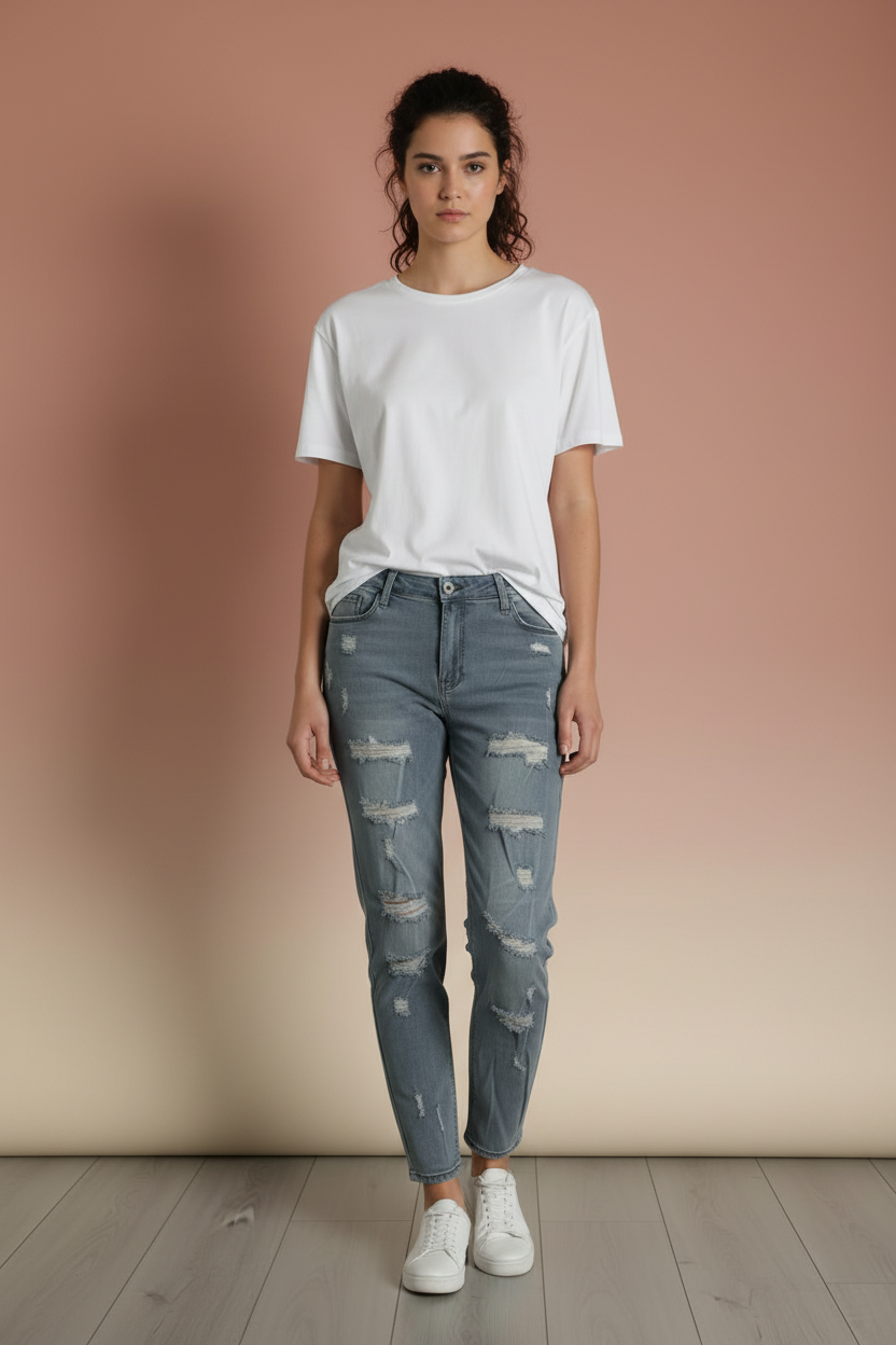Women's Light Blue Ripped Jeans Size XL