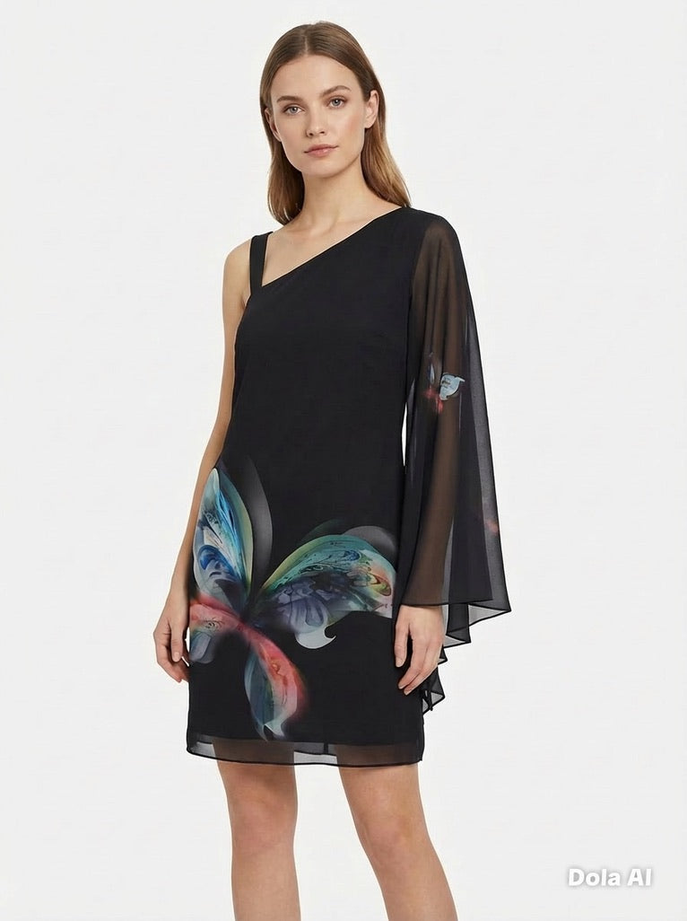 Sapphire for Wallis One Flare Sleeve Chiffon Style Occasion Dress Size 12