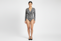 H&M Long Sleeve V-Neck Snake Skin Effect Bodysuit Size L — L