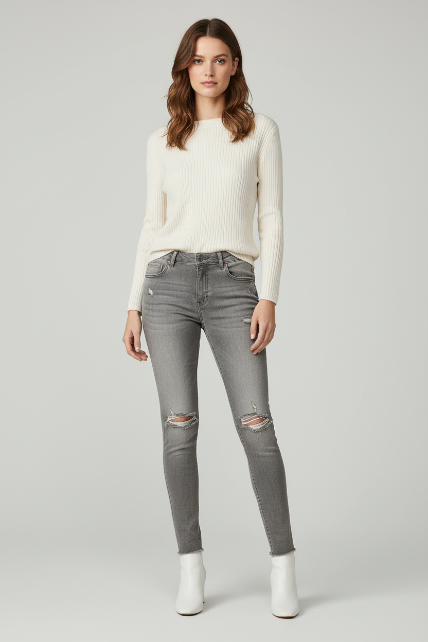 M&S The Ivy Skinny Regular Length Jeans Grey Size 14 — 14