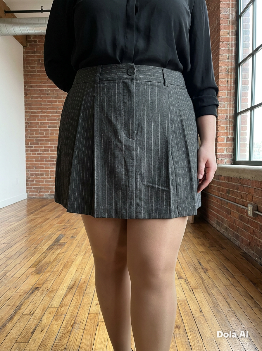Women's Primark Grey Striped Mini Skirt Viscose Polyester Size UK 20