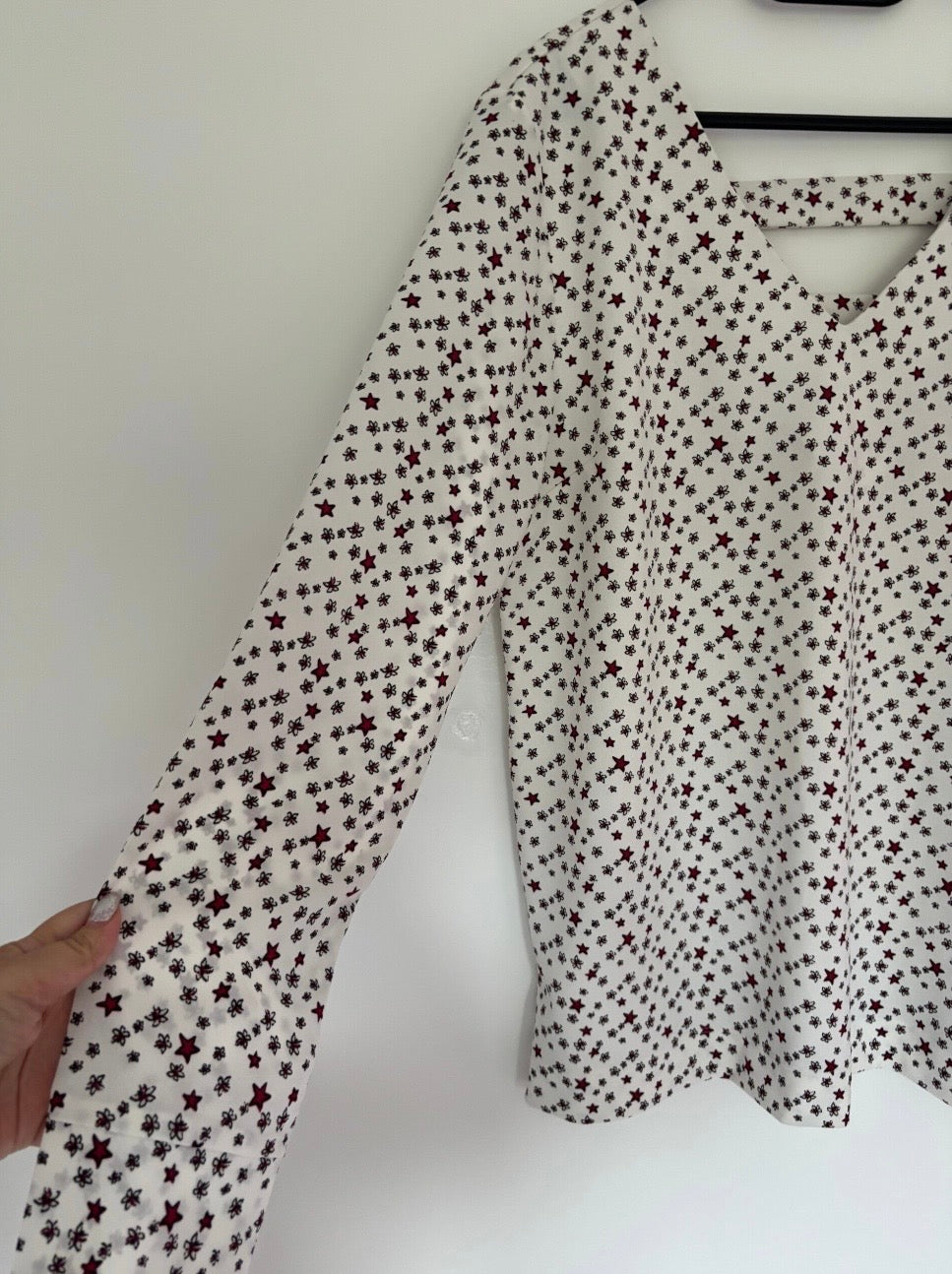 Next Long Sleeve V-Neck Stars Print Blouse Size 16 — 16