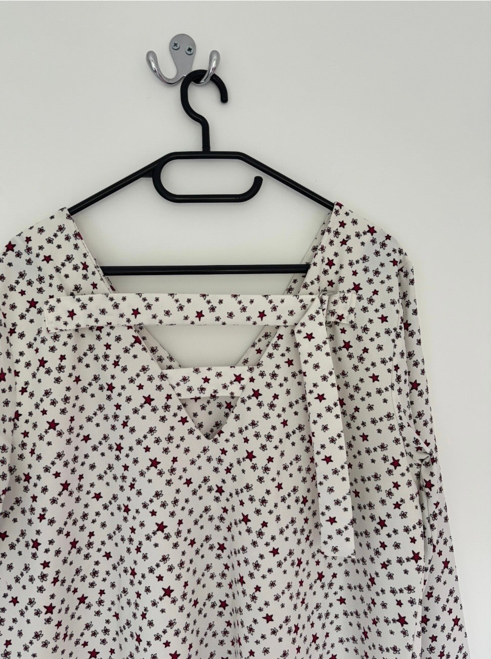 Next Long Sleeve V-Neck Stars Print Blouse Size 16 — 16