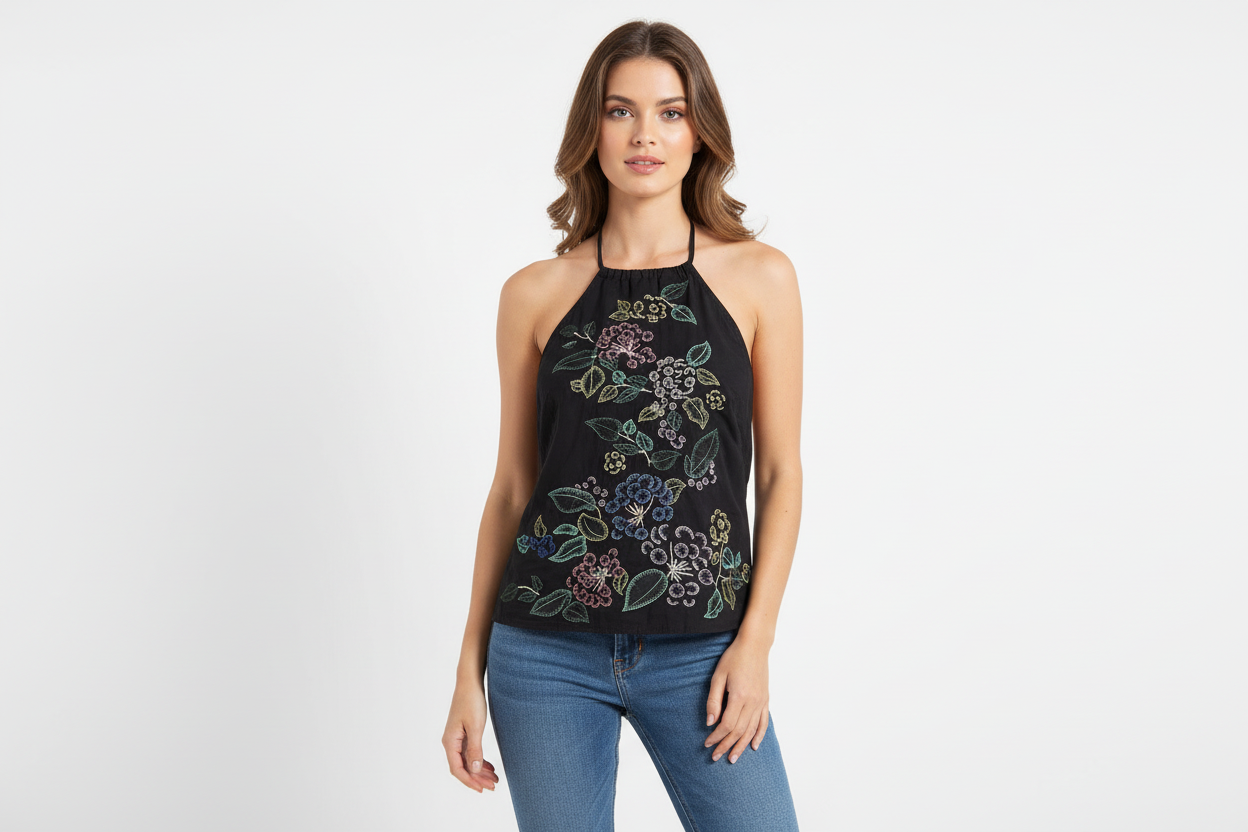 French Connection Vintage Embroidered Top Blouse Size 14 — 14