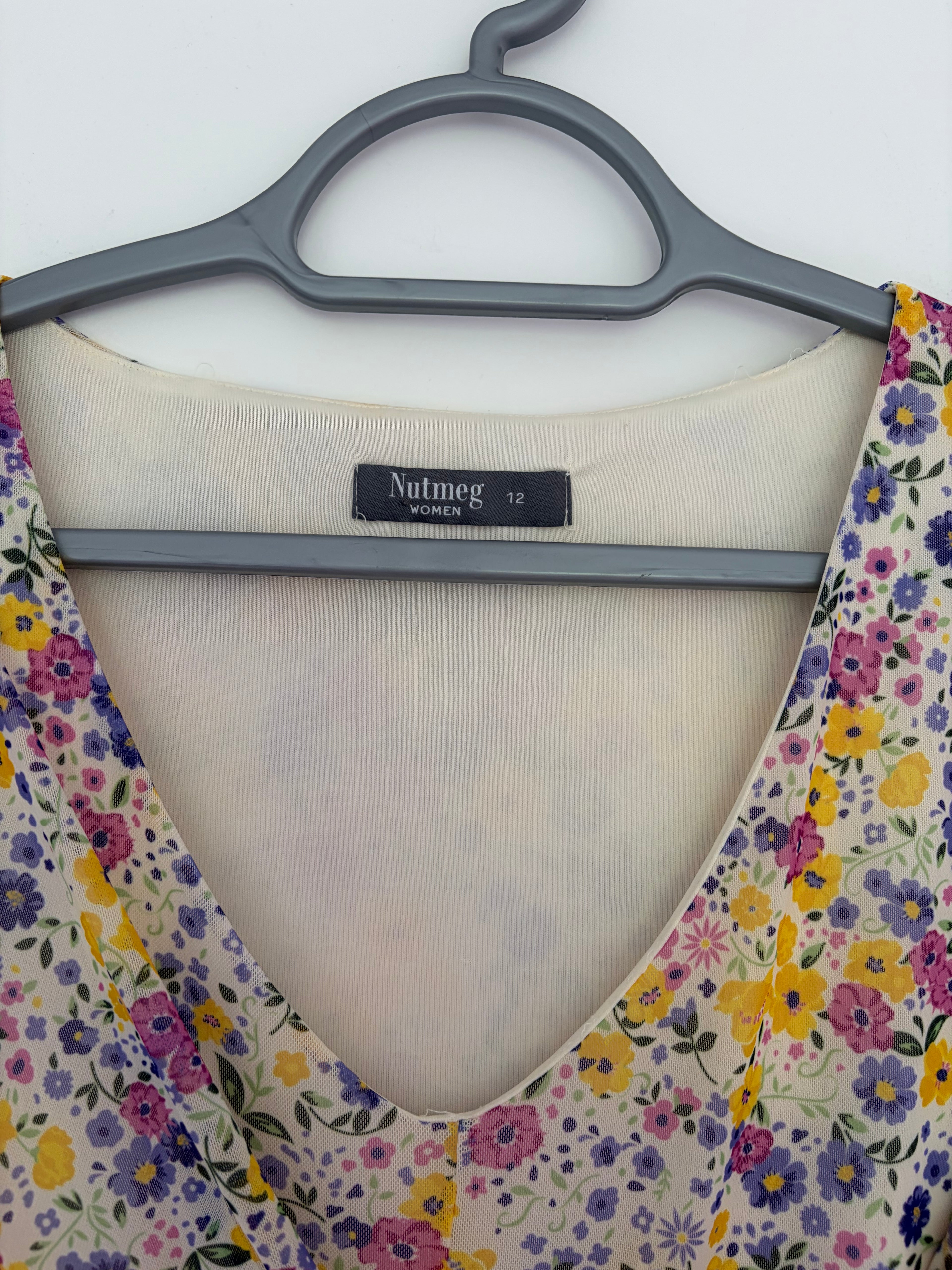 Nutmeg Long Sleeve Multi Floral Midi Dress Lined