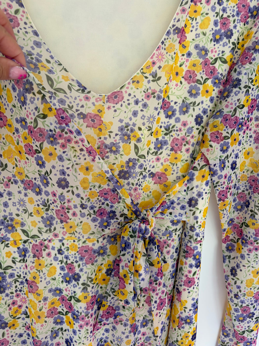 Nutmeg Long Sleeve Multi Floral Midi Dress Lined