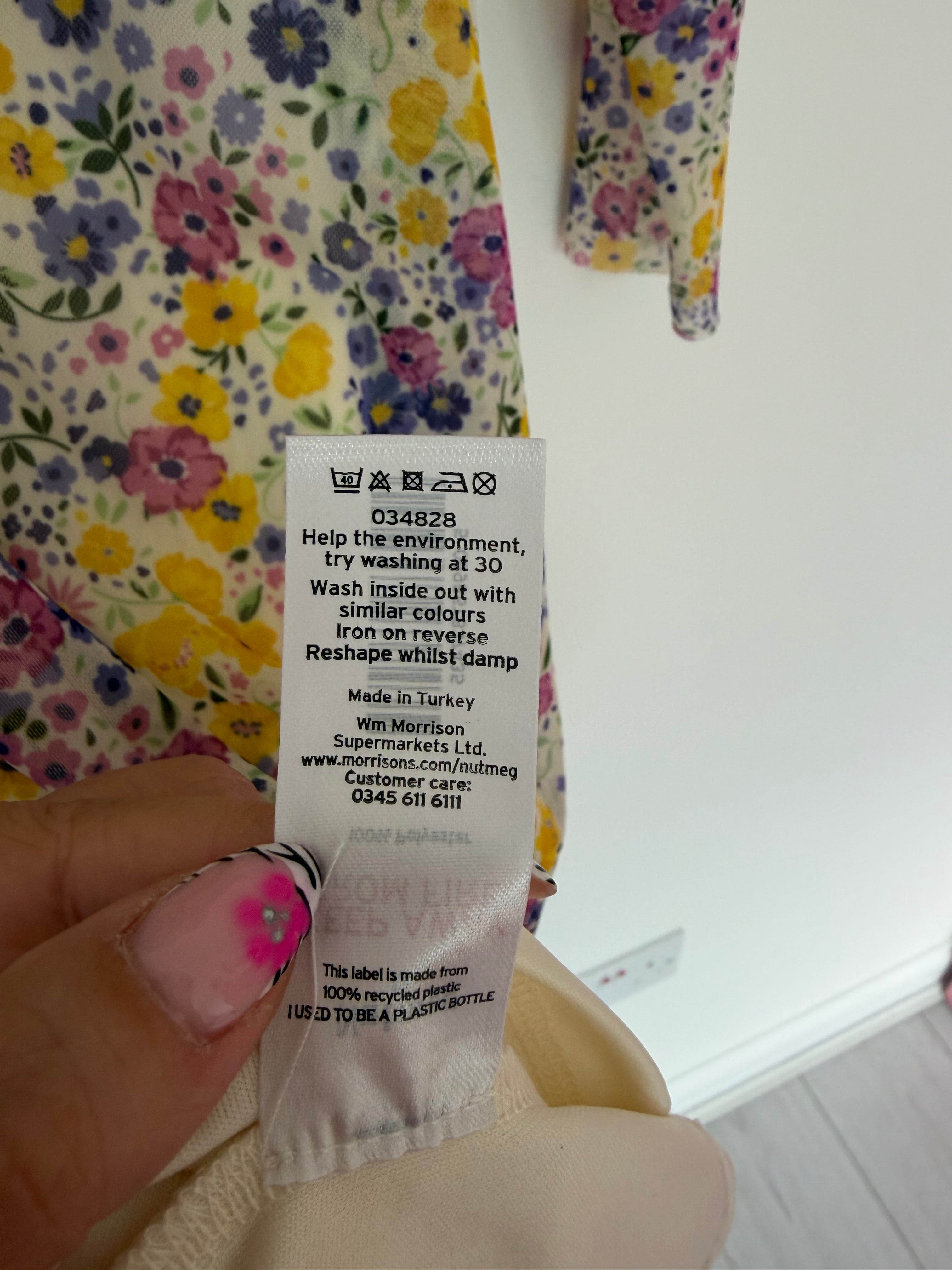 Nutmeg Long Sleeve Multi Floral Midi Dress Lined