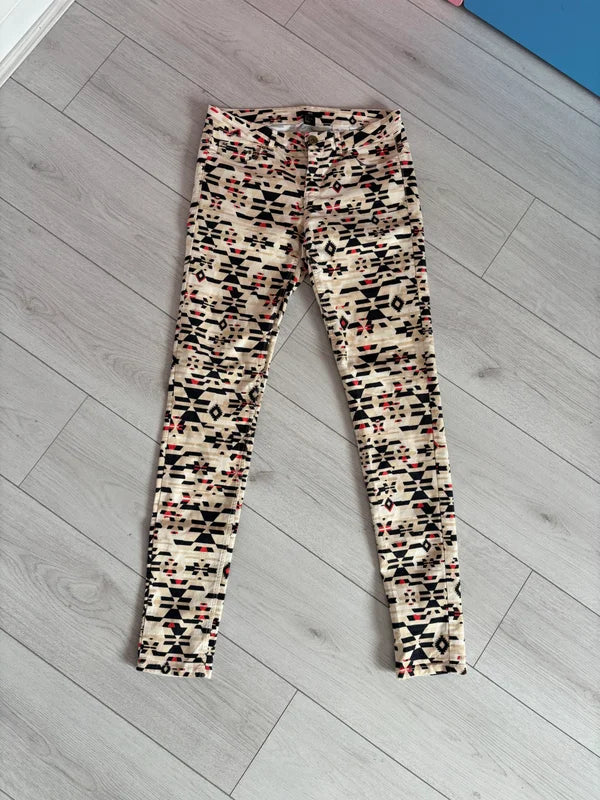 H&M Geometric Patterned Skinny Trousers Size 38 UK 10 — 10