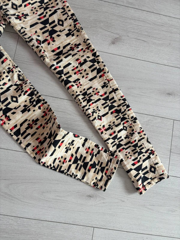 H&M Geometric Patterned Skinny Trousers Size 38 UK 10 — 10