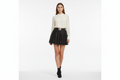 Rise Black Lace Mini Skirt With Buckle Lined Size 12