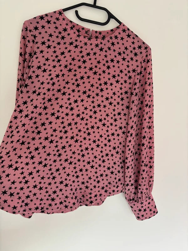 M&S Collection Long Sleeve Stars Patterned Blouse Size 8
