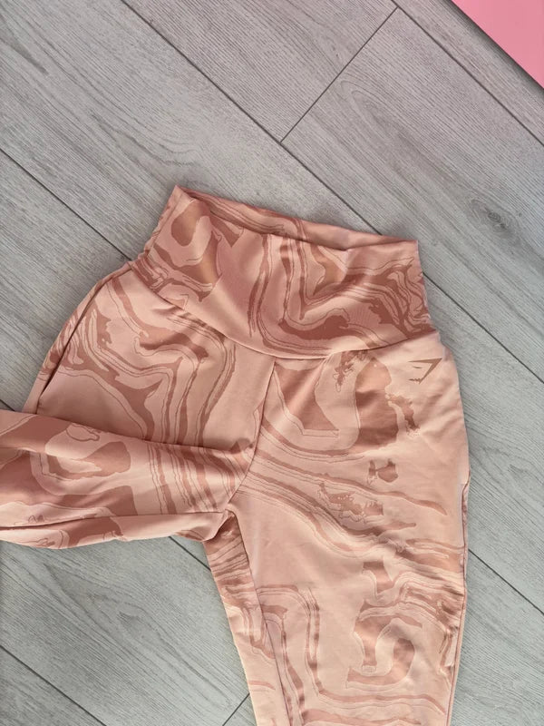 Gymshark Activewear Leggings Trousers Pink Patterned Size XS