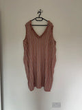 Next Sleeveless Linen Viscose Striped Shift Dress Size 26