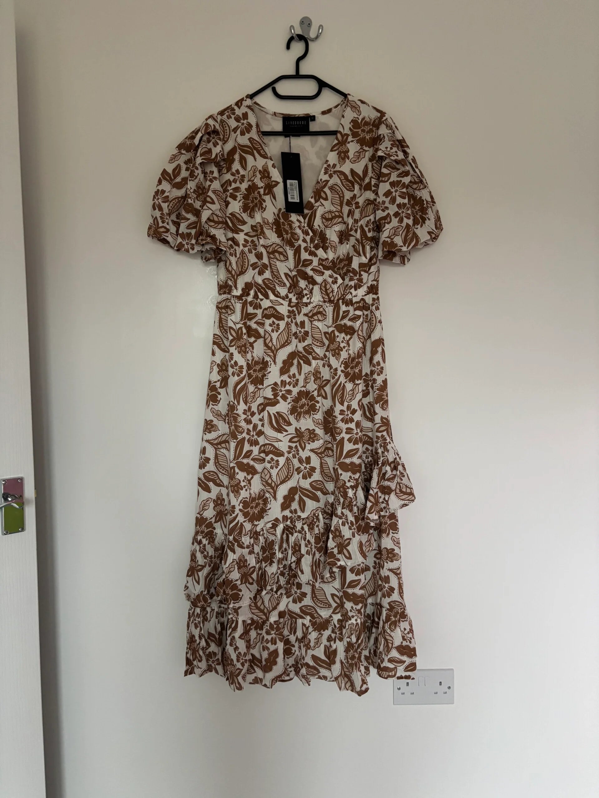 Lovedrobe Faux Wrap Midaxi Dress With Ruffle Hem Size 12