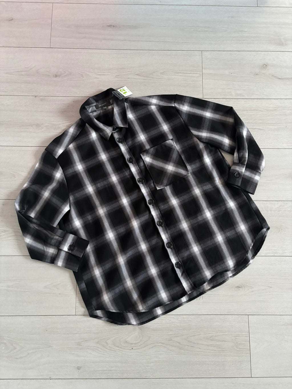 Primark Black Check Relaxed Fit Oversized Shirt Shacket Size 12