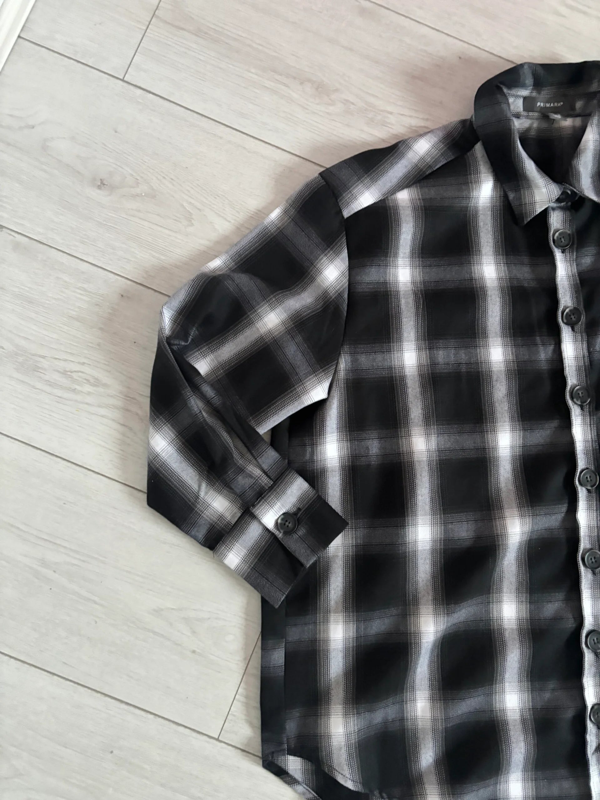 Primark Black Check Relaxed Fit Oversized Shirt Shacket Size 12