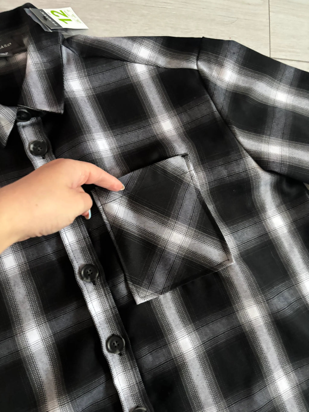 Primark Black Check Relaxed Fit Oversized Shirt Shacket Size 12