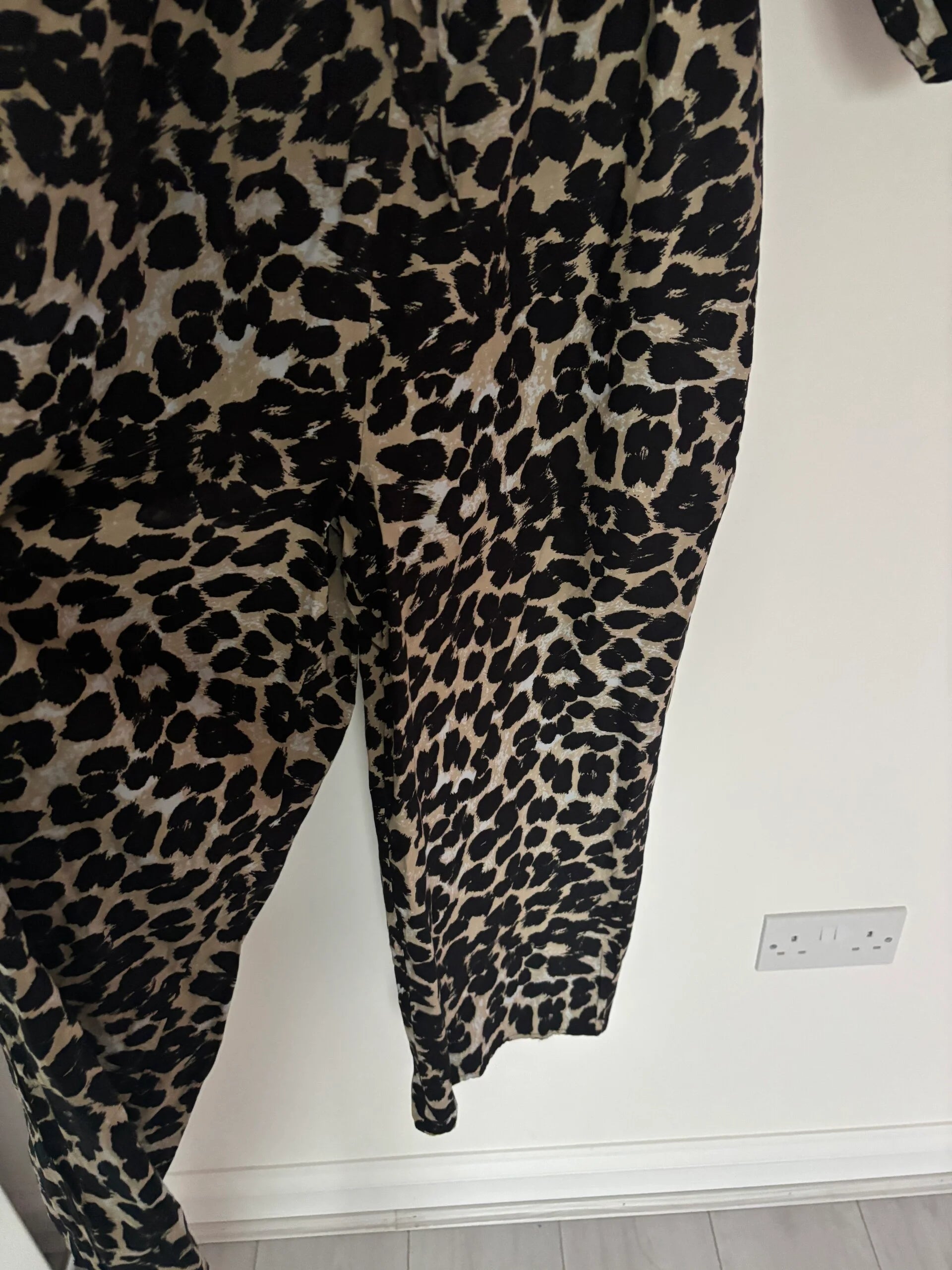 Whistles 3/4 Sleeve Leopard Spot Wide Ankle Leg Jumpsuit Size 12