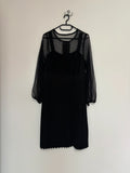 Shein Curve Long See Through Sleeve Pleated Midi Dress Size UK 18