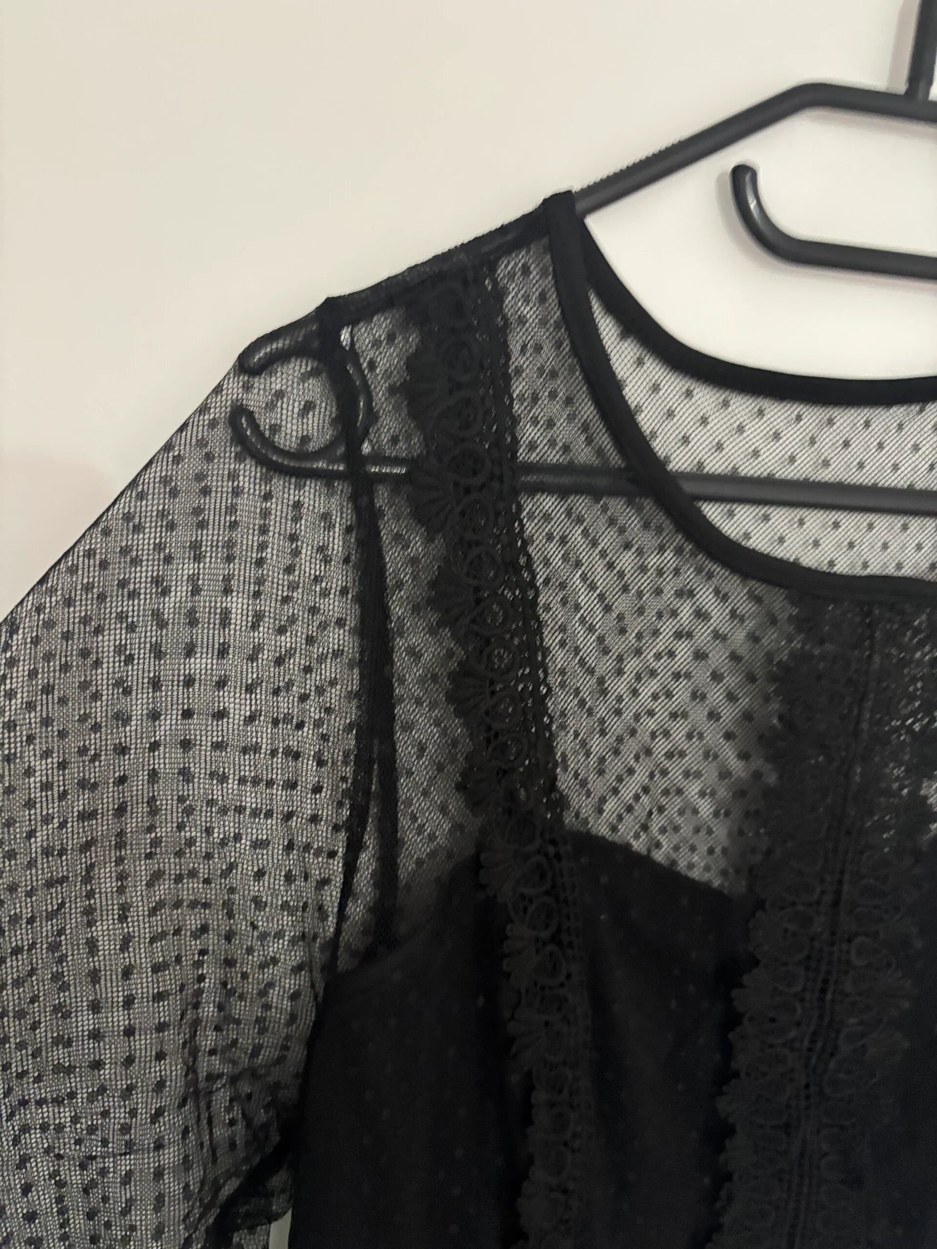 Shein Curve Long See Through Sleeve Pleated Midi Dress Size UK 18
