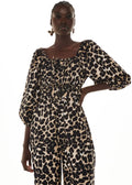 Whistles 3/4 Sleeve Leopard Spot Wide Ankle Leg Jumpsuit Size 12